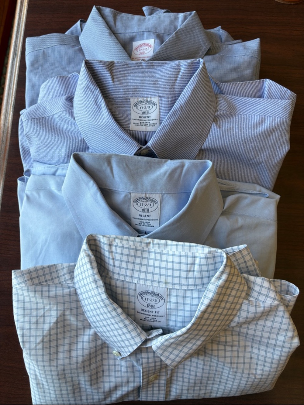 Brooks Brothers Blue Pattern Dress Shirts - Regent Fit and 346 (Set of 4)